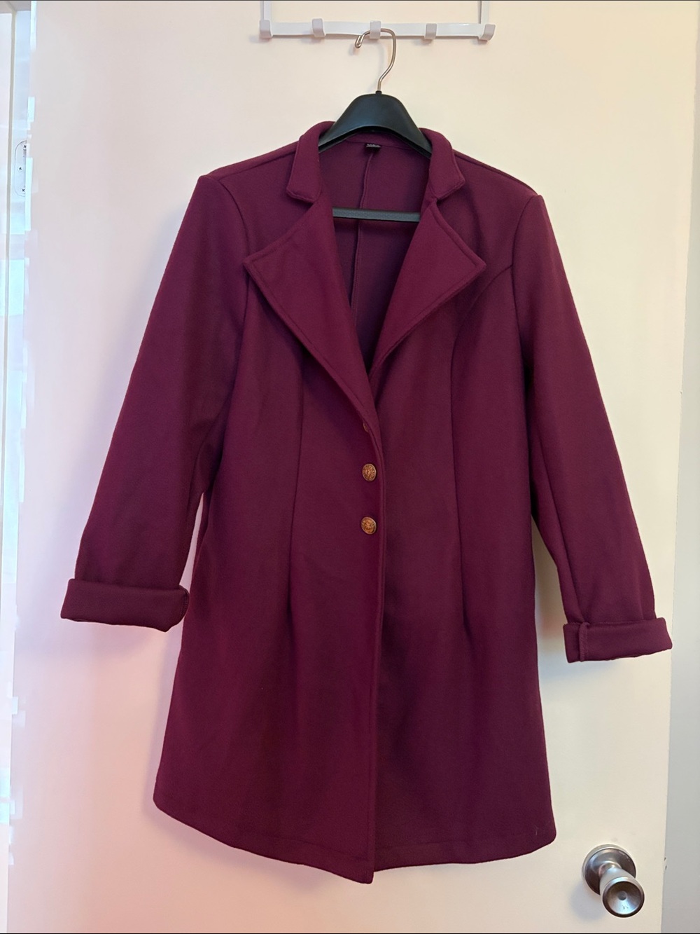 SHEIN Plum Single-Breasted Trench Coat